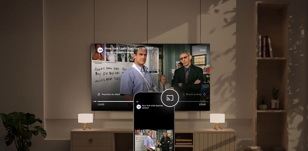 programme diffusé sur une smart TV depuis l'application mobile Free TV